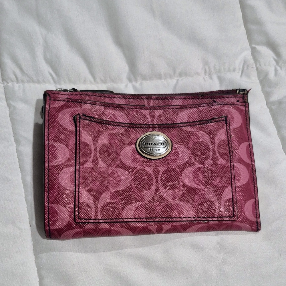 Coach Signature Magenta Wristlet
